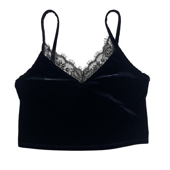 Cosmic Aura Lace Trimmed Velvet Camisole Cropped Tank Top Womens XL Whimsigoth - Picture 1 of 6
